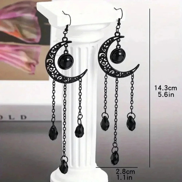 Moon earrings with hook - Picture 2 of 4
